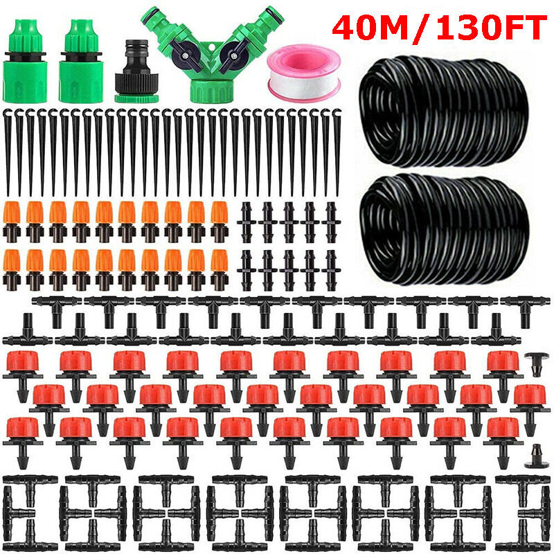 130FT 40M Auto Drip Irrigation System Kit Timer