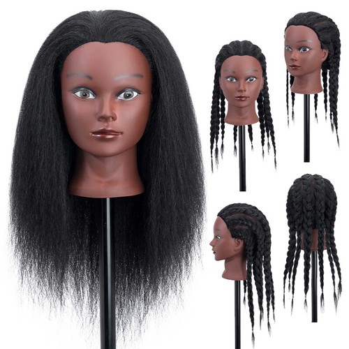 100% Real Human Hair Mannequin Head Practice Styling Training Manikin Doll+Stand