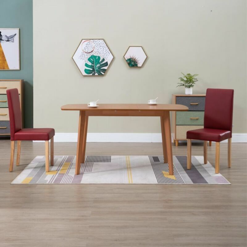 S Pu Leather Dining Room Chairs Wooden Legs Home Kitchen Red