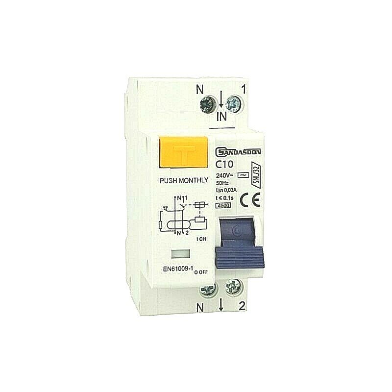 Interruttore Differenziale Salvavita 1P+N 32A C10 2M 2 Moduli SD-SNL32-C10 uni