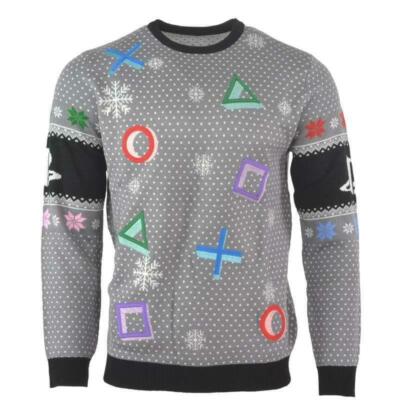 Officiel Numskull PLAYSTATION Symboles Pull Noël - Gris UK 3XL / US 2XL Neuf