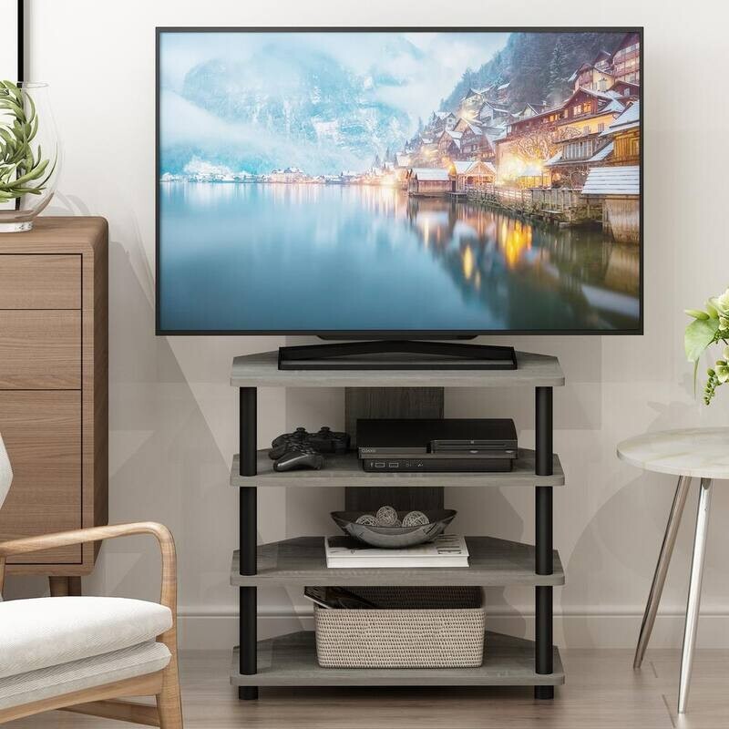 Console Entertainment Center For Living Room 25 Inch Gray