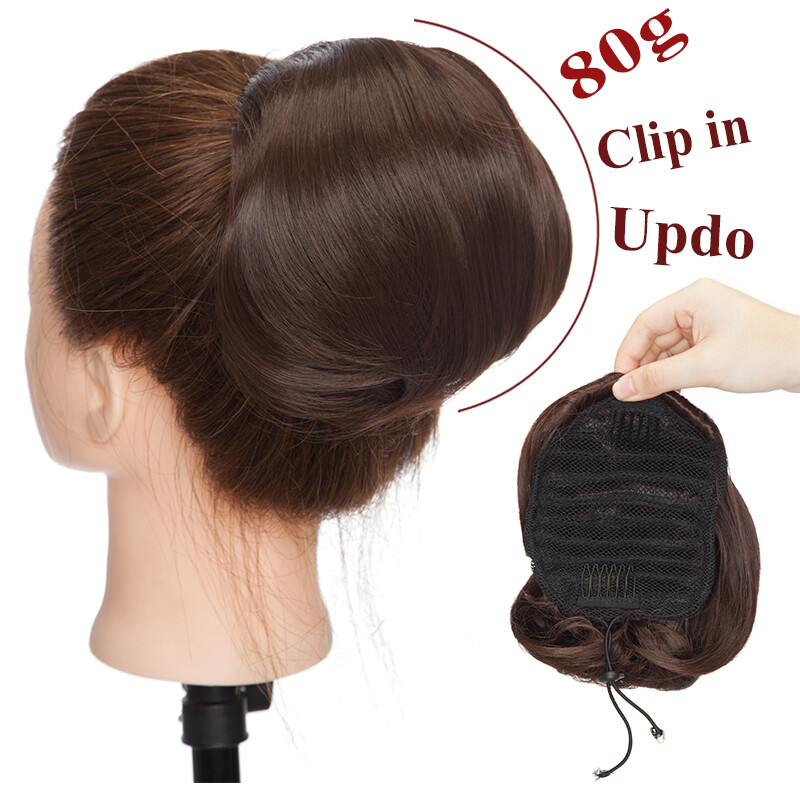 Hepburn Esque Clip In Hair Extensions Ponytail Bun Straight
