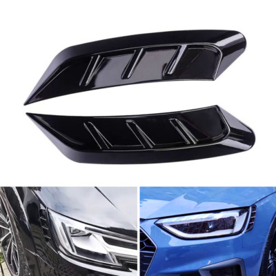 For Audi A4 RS4 Gloss Black Car Headlight Cover Ventilation Decoration Cover
