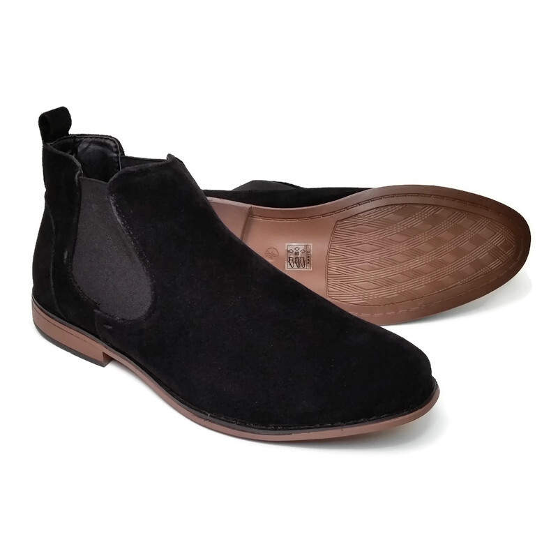 BoohooMAN Men's Black Faux Suede Kanye Chelsea Boots Shoes Size 9 US NEW - Picture 7 of 8