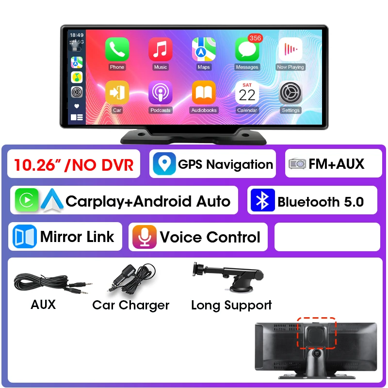 Schermo Carplay Wireless Android Auto 10.26 Autoradio Monitor Touchscreen NO DVR