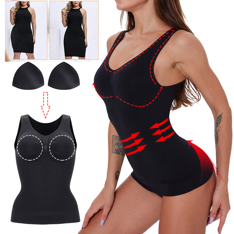 Women Shapewear Cami With Built in Bra Tummy Control Slim Tank Tops Body Shaper