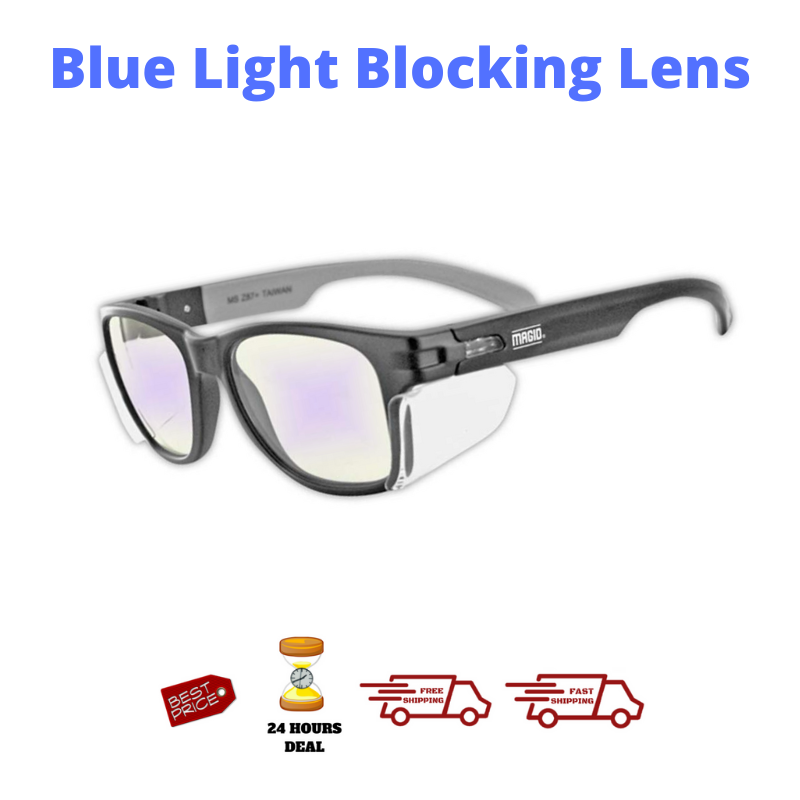 With Side Shields Clear Blue Light Blocking Lens