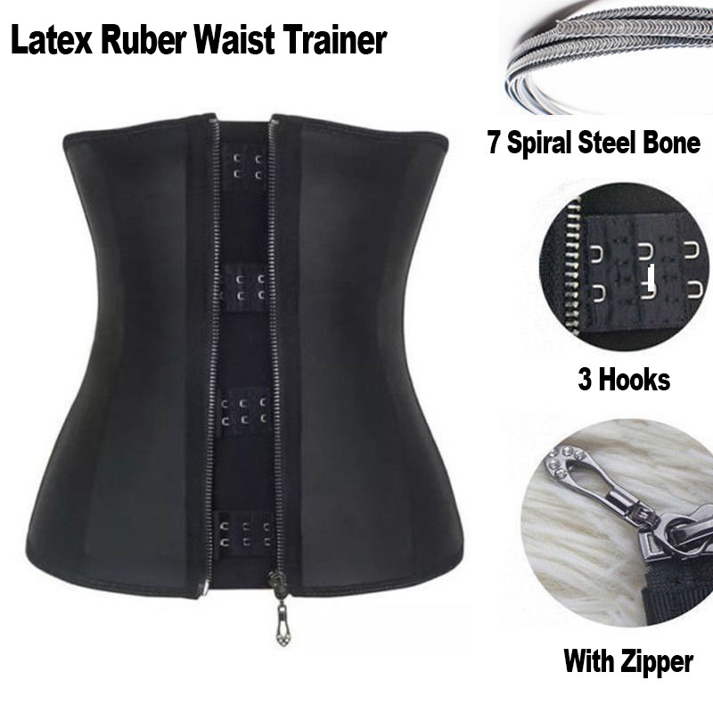 Corset Body Shaper Latex Rubber Waist Trainer Underbust Zipper Slimming Cincher!