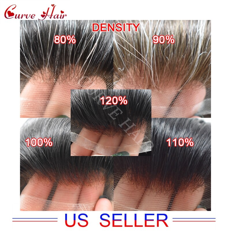 Bleached Lace Front Mens Toupee Hairpiece Poly Npu Human Hair