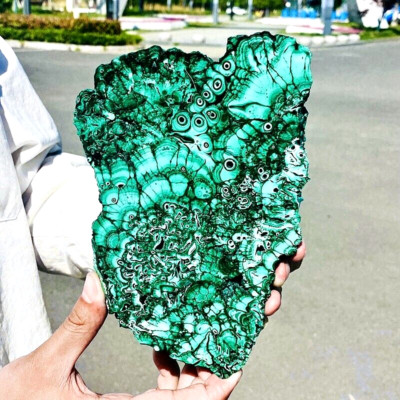 2.4LB Natural malachite slice quartz crystal luster mineral specimen