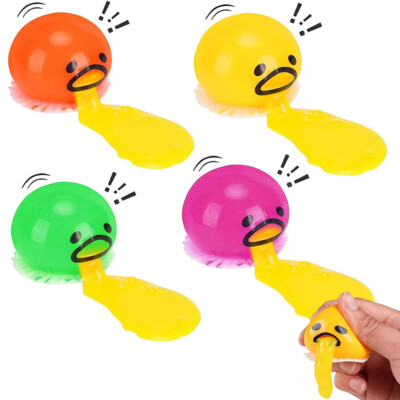 4X Squishy Puking Egg Yolk Squeeze Ball W/Yellow Goop Relieve Stress Relief Toy