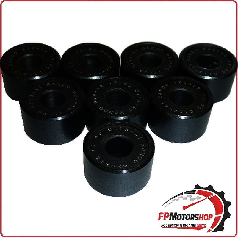 KIT 8 RULLI MASSETTE VARIATORE PER SCOOTER 20x12 16G YAMAHA XC VERSITY 300 04>05