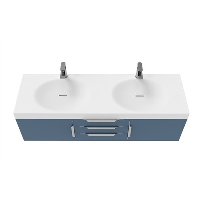 Thames 60'' W x 19'' D x 17.75'' H Wall-Mounted Double Bathroom Blue Vanity