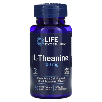 Life Extension, L-teanina, 100 mg, 60 capsule vegetali