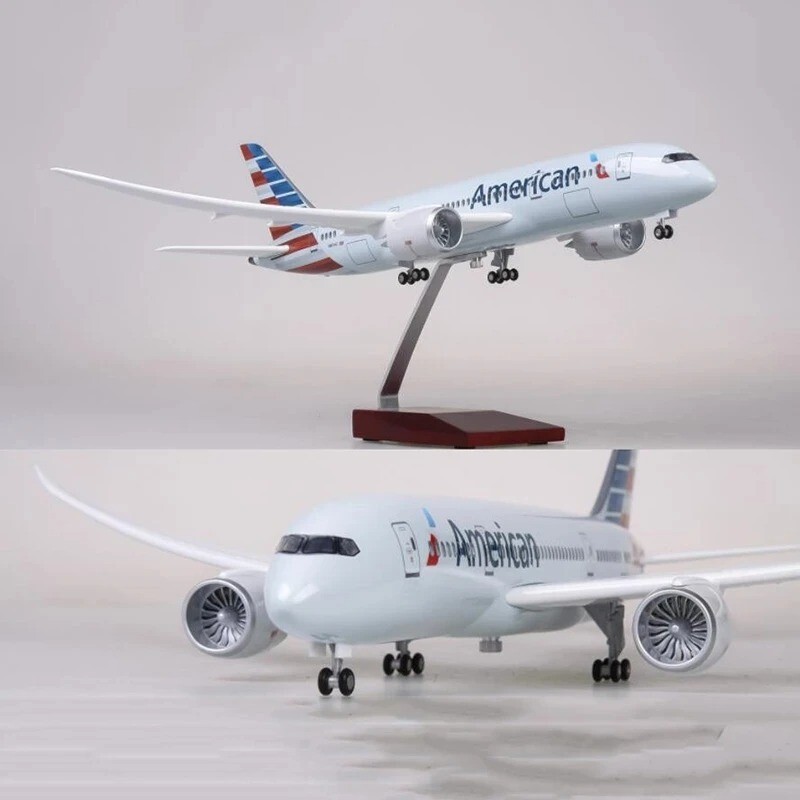1:130 Scale American Airlines Boeing 787 Model Plane Light Up Free P&P