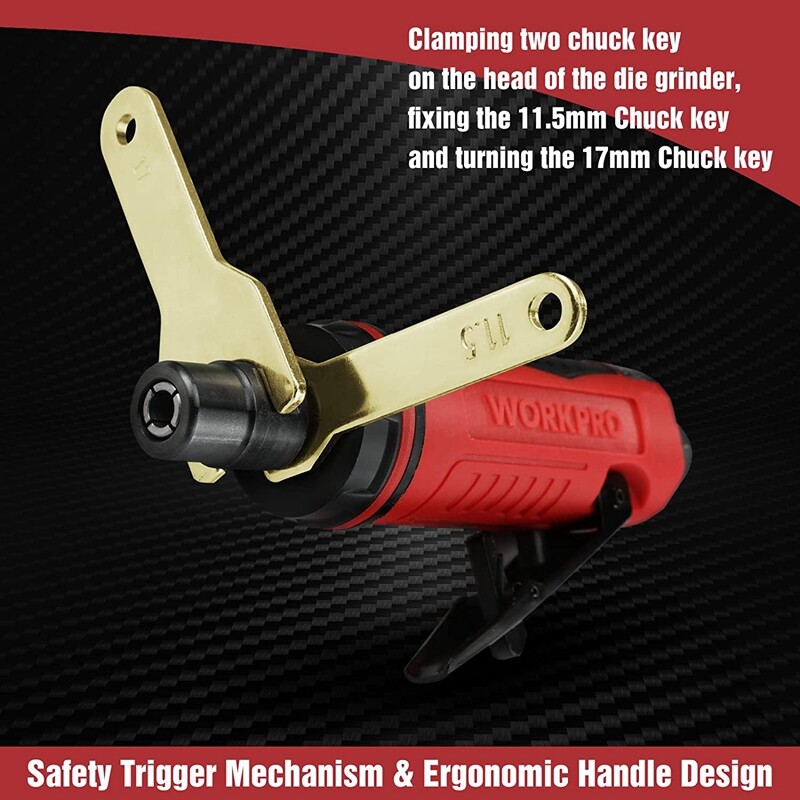 WORKPRO Air Die Grinder 1/4" Pneumatic Straight Die Grinder 25000RPM Air-Powered