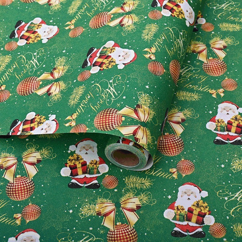 50cm  Gift Packaging Paper Christmas Gift Wrapping Paper Rolls Santa Xmas Tree