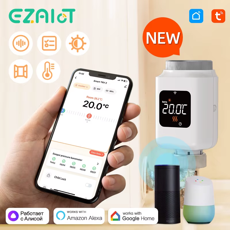 Tuya Zigbee 3.0 Smart TRV Thermostatic Radiator Valve Actuator Programmable Ther
