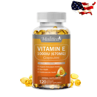 Vitamin E 1000 Iu 670mg Capsules - Supports Skin, Immune and Eye Health, Hair
