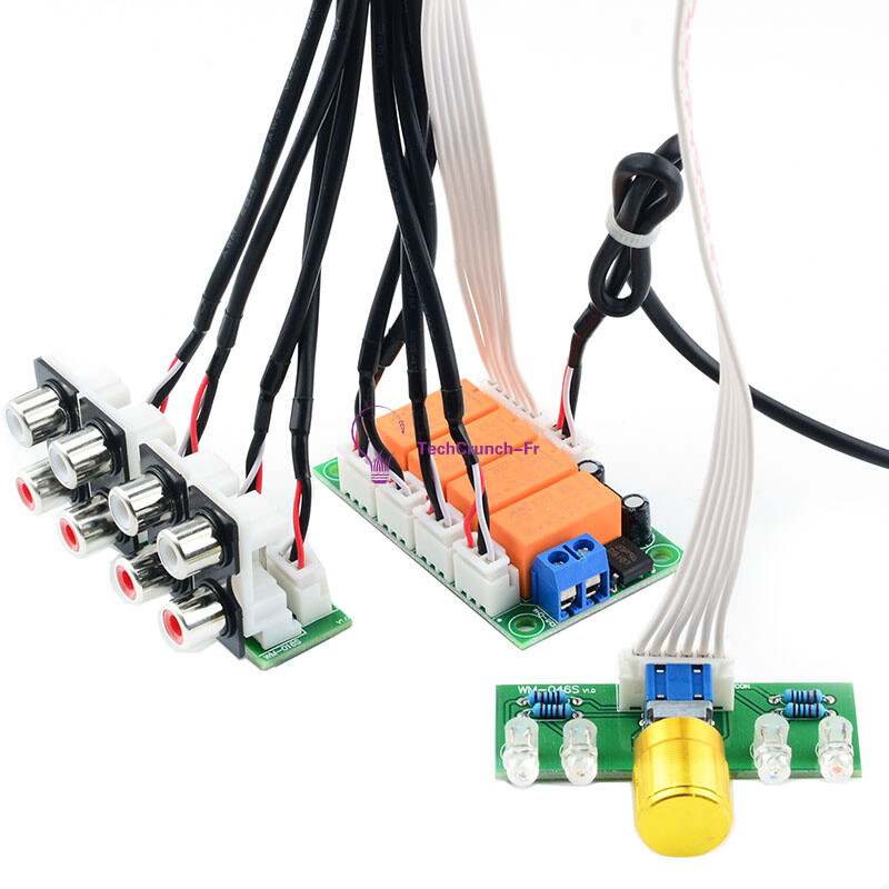 Amplifier Relay 4 Way Audio Input Signal Selector Board Rotary Switching New