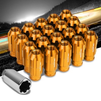 Orange Aluminum M12x1.50 Open Rim End Spline Acorn 20x Conical Lug Nuts