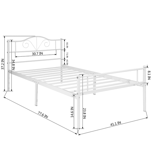 Adult Child White Double Size Single Bed Frame Bedroom Living Room Single Bed