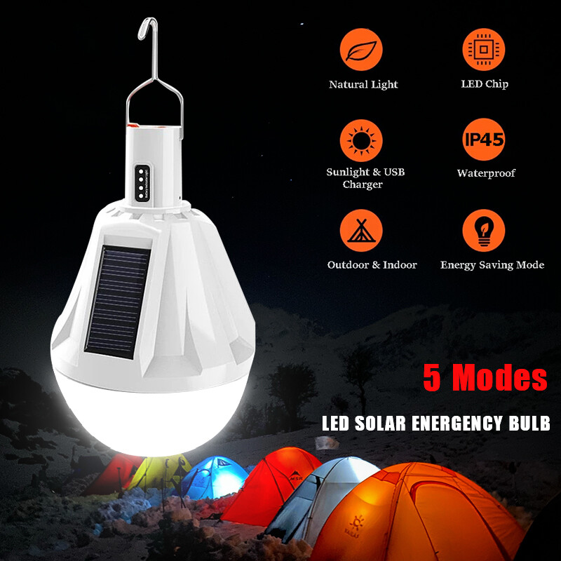 150W LED Solar Panel Bulb Light Tent Lamp Yard Garden Portable Camping Outdoor