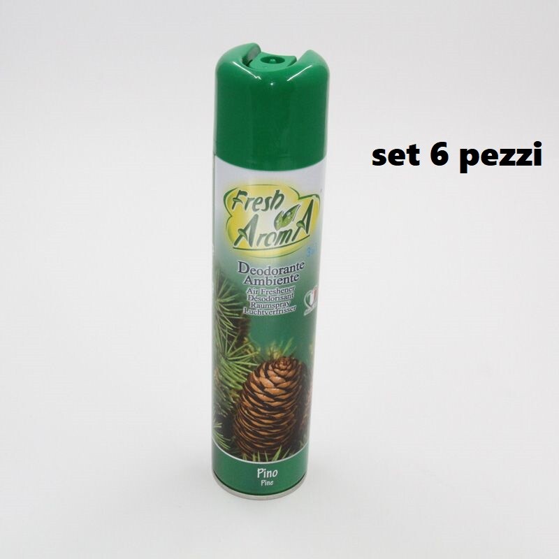 Set 6 Pz Deodorante Per Ambiente Spray Profumo Casa Fresco 300ml Pino sus