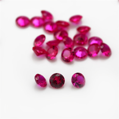 1~10.0mm 5# Red Round Cut Synthetic Corundum Ruby Synthetic Gemstone