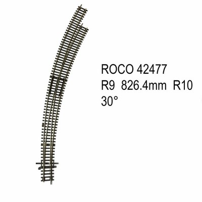 Rail aiguillage courbe droit R9 R10 30 degrés code 83 -HO-1/87-ROCO