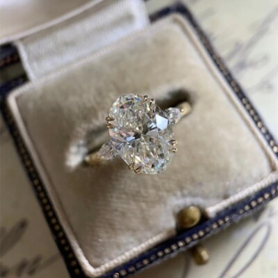 2.55Ct Oval Cut White Lab Created Diamond Solitaire Engagement 14K Gold FN Ring