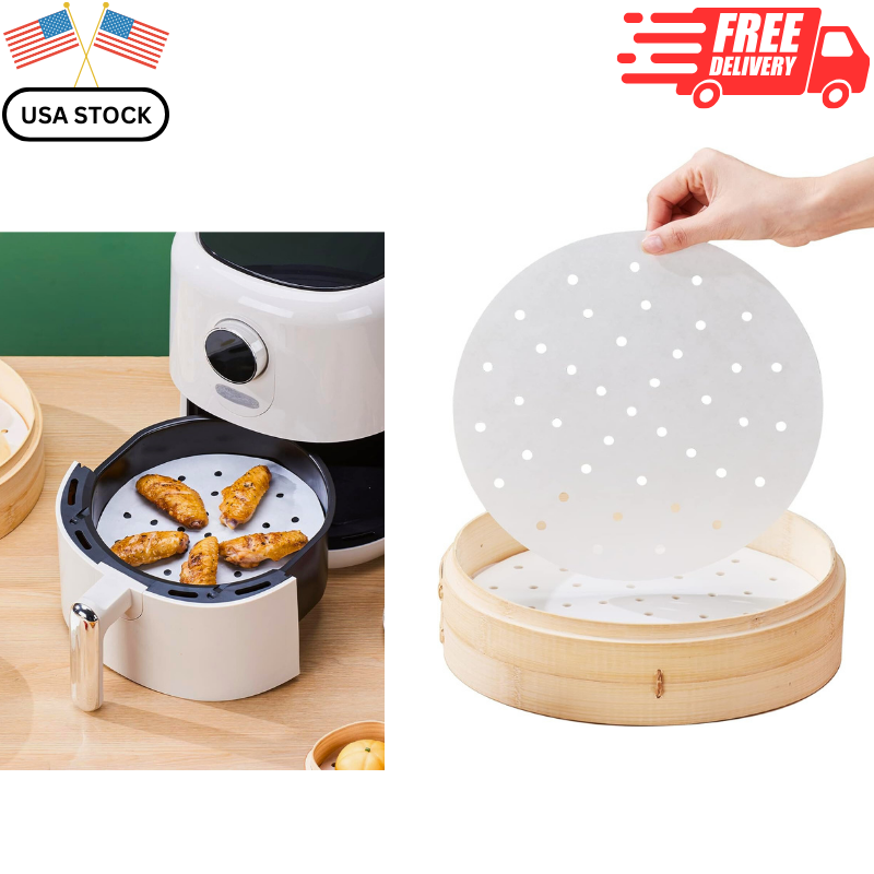 100 Pcs Air Fryer Parchment Liners Non Stick Heat Resistant Oven Microwave Safe