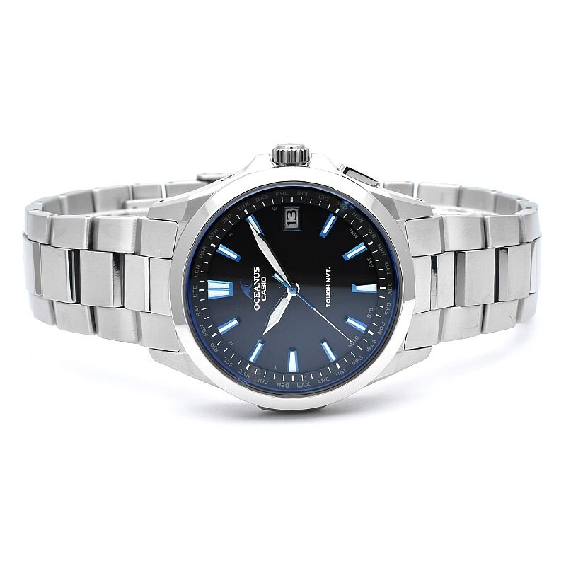 Pre-owned Casio Oceanus Ocw-s100-1ajf Radio Solar Titanium Watch Blue World Time Japan