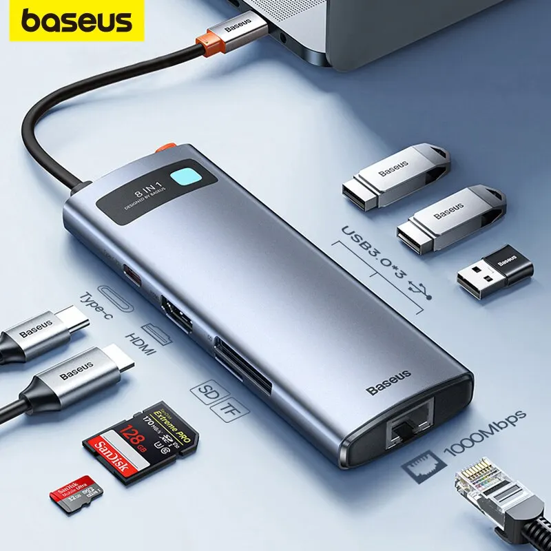 4K 60Hz USB C Hub Type C to Ethernet Port PD 100W Adapter for Macbook Pro USB 3.