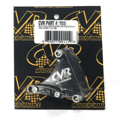 CVR Engine Timing Pointer TP3725; 7.250'' Black Anodized Billet Aluminum for SBC