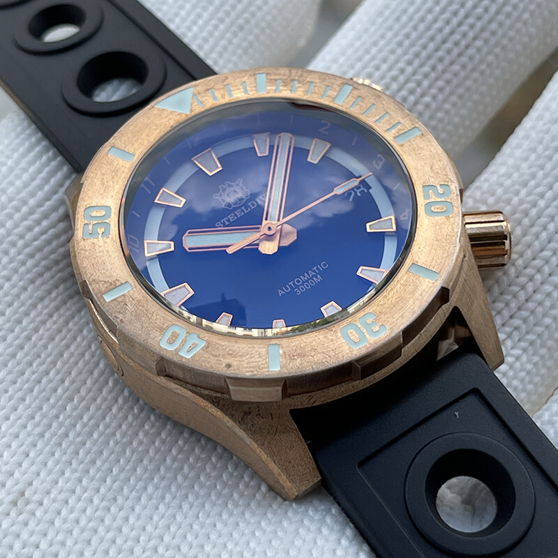Pre-owned Steeldive Mens Automatic Watches Bronze Diver Watch 300m Waterproof Luminous