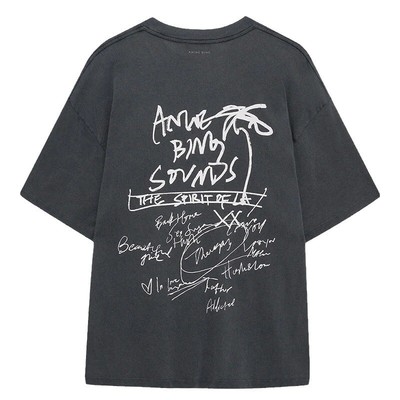 Anine Bing Graffiti monogram print do old fried color wash women's short sleeve