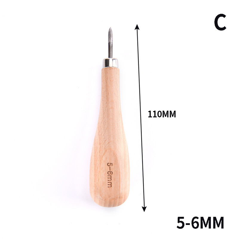 1pcs Wooden Diamond Rhombus Awl DIY Leather Stitching Sewing Awl Punch