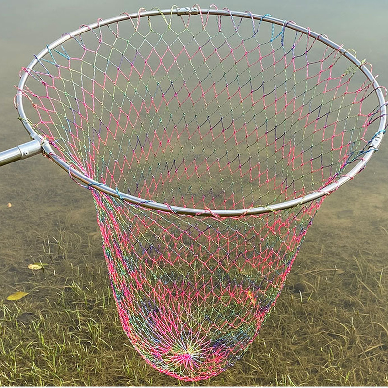40/50/60cm Double Nylon Pêche Filets Pliant Losange Maille Épuisette Dip Filet