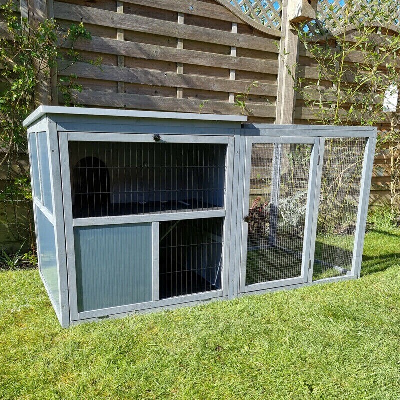 PLASTIC RABBIT HUTCH GUINEA PIG HUTCHES RUN RUNS LARGE 2 TIER DOUBLE