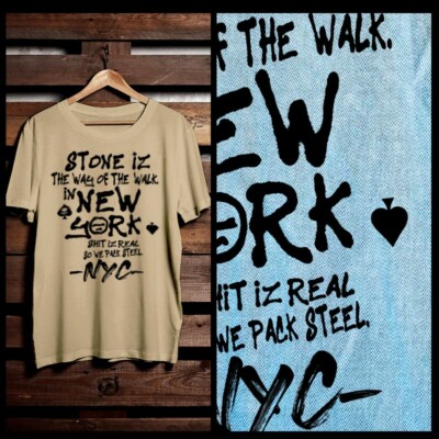 Hip Hop t-shirt 90s rap music underground Cypha Brooklyn Stone iz XL Tan tee