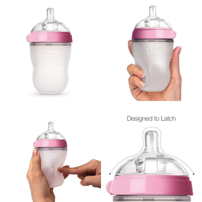Comotomo Natural Feel Baby Bottle, Pink, 8 Ounces