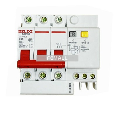 1Pcs New For DELIXI Air Switch Circuit Breaker Type C 25A DZ47sLE C25 3P