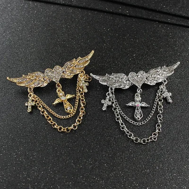 New Brooch Retro Tassel Inlaid Diamond Collar Pin Alloy Pin