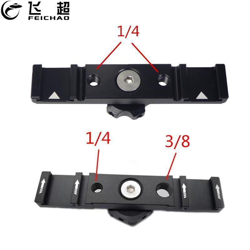 Universal Plate  2 Cold Shoe Mount Extension Bar Dual Bracket for SLR Camera
