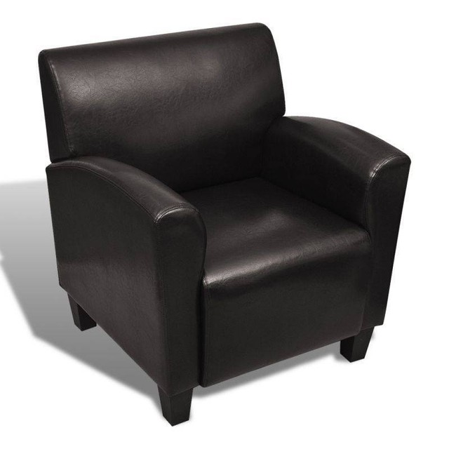Faux Leather Club Armchair w Curved Arm Rests Brown new Armchairs