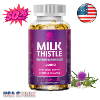 Milk Thistle Supplement for Liver Detox and Cleanse 1200mg, Milk Thistle Extract