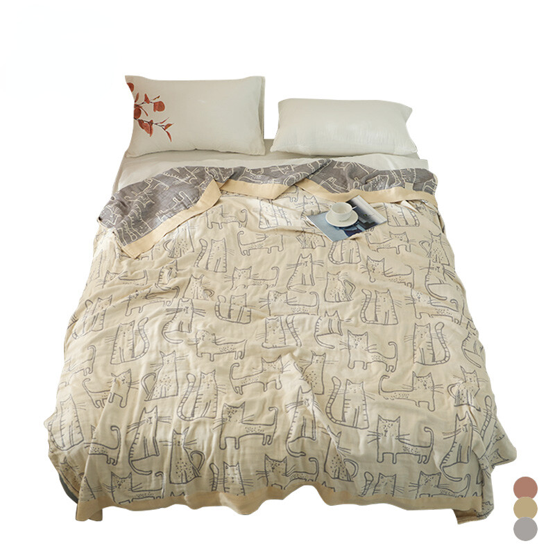 Bamboo Cotton Muslin Summer Blanket Bed Cover Breathable Sof