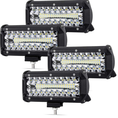 4PCS 7'' Inch LED Work Light Bar Flood Pod Driving Off-Road Tractor 4WD 12V 480W